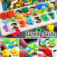CozyBomB wooden stacking game supports counting, sorting, and spatial awareness