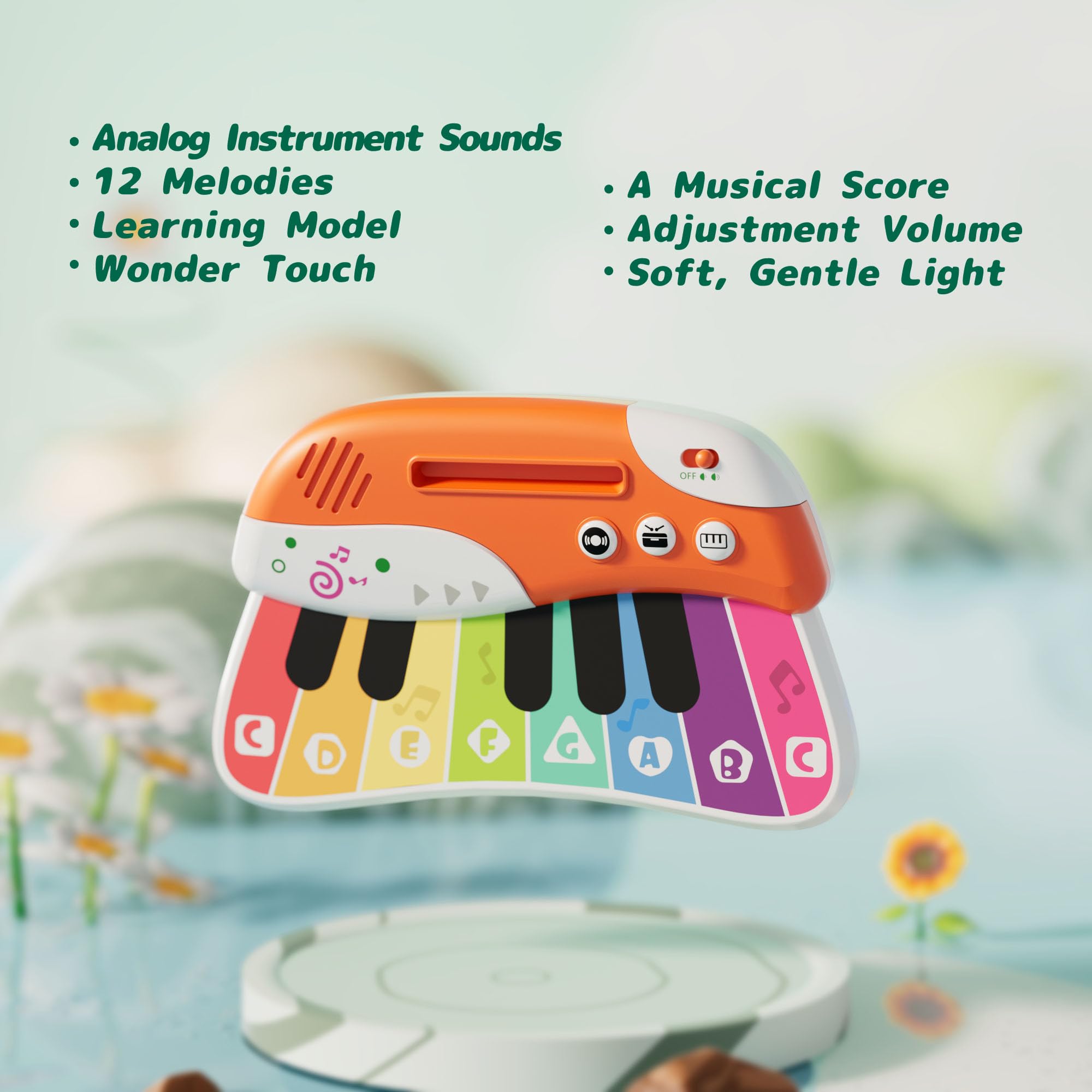 Cozybuy letters A-G on keys promote early literacy during playtime.