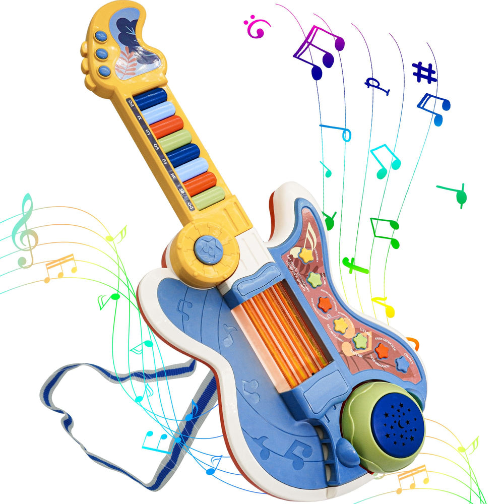 Cozybuy 4-in-1 toddler guitar front view for easy, safe play and budding musical exploration.