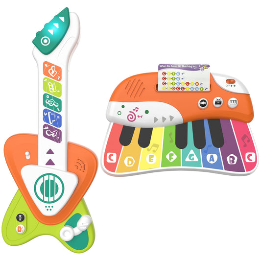 Cozybuy toddler guitar toy piano combo showcases dual-mode play for kids.