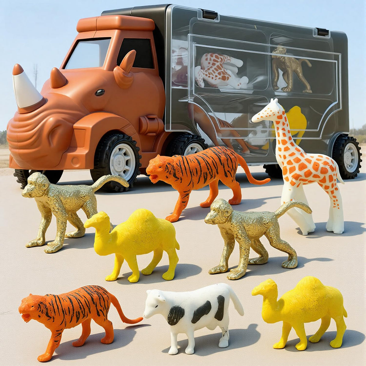 Cozycharm 9-in-1 animals truck full set for imaginative play indoors or outdoors