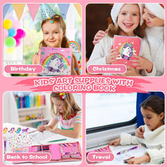 CozyJoyz Unicorn art set, ideal birthday gift for girls aged 4-8.