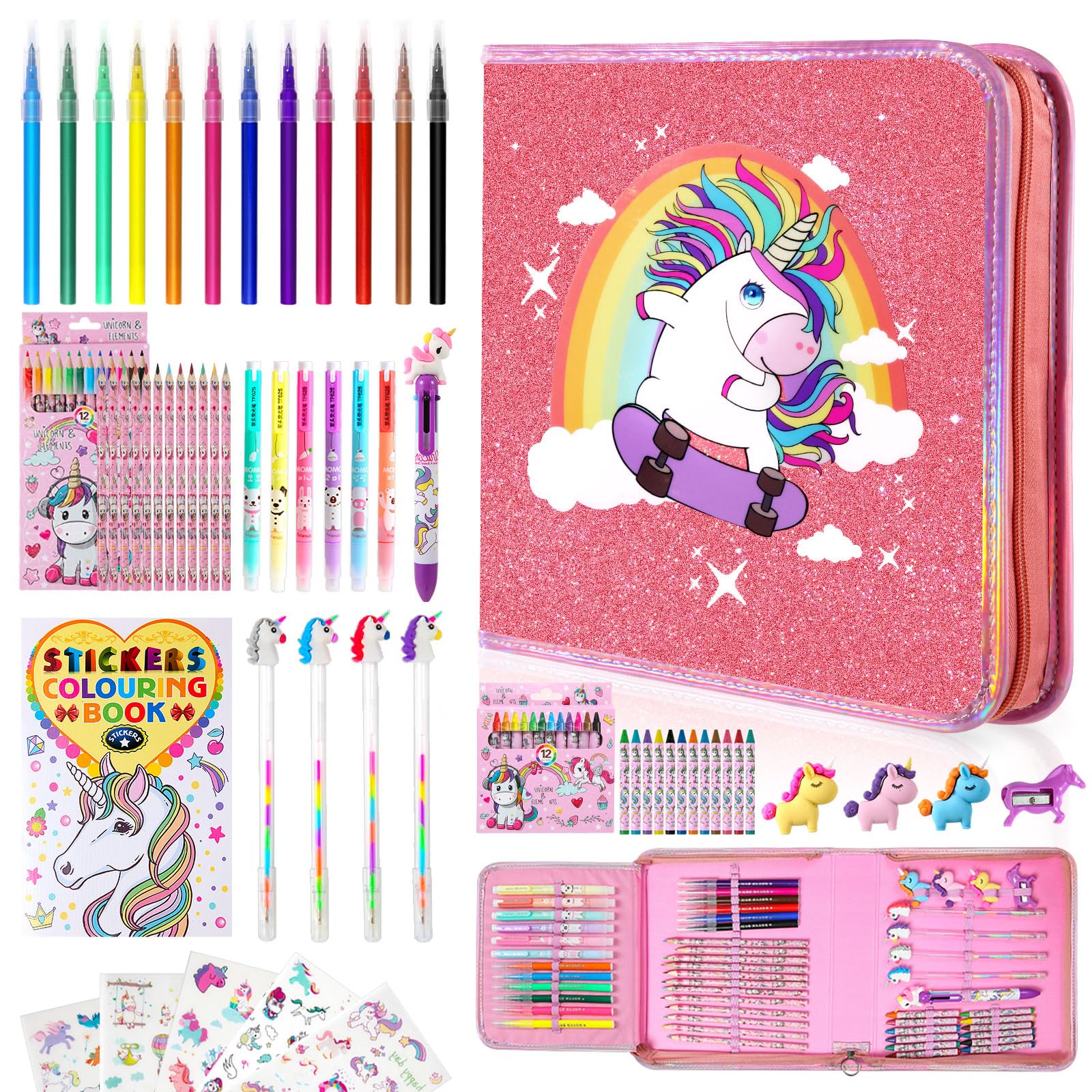 CozyJoyz Unicorn Washable Marker Set packaging in pink, easy storage for kids.