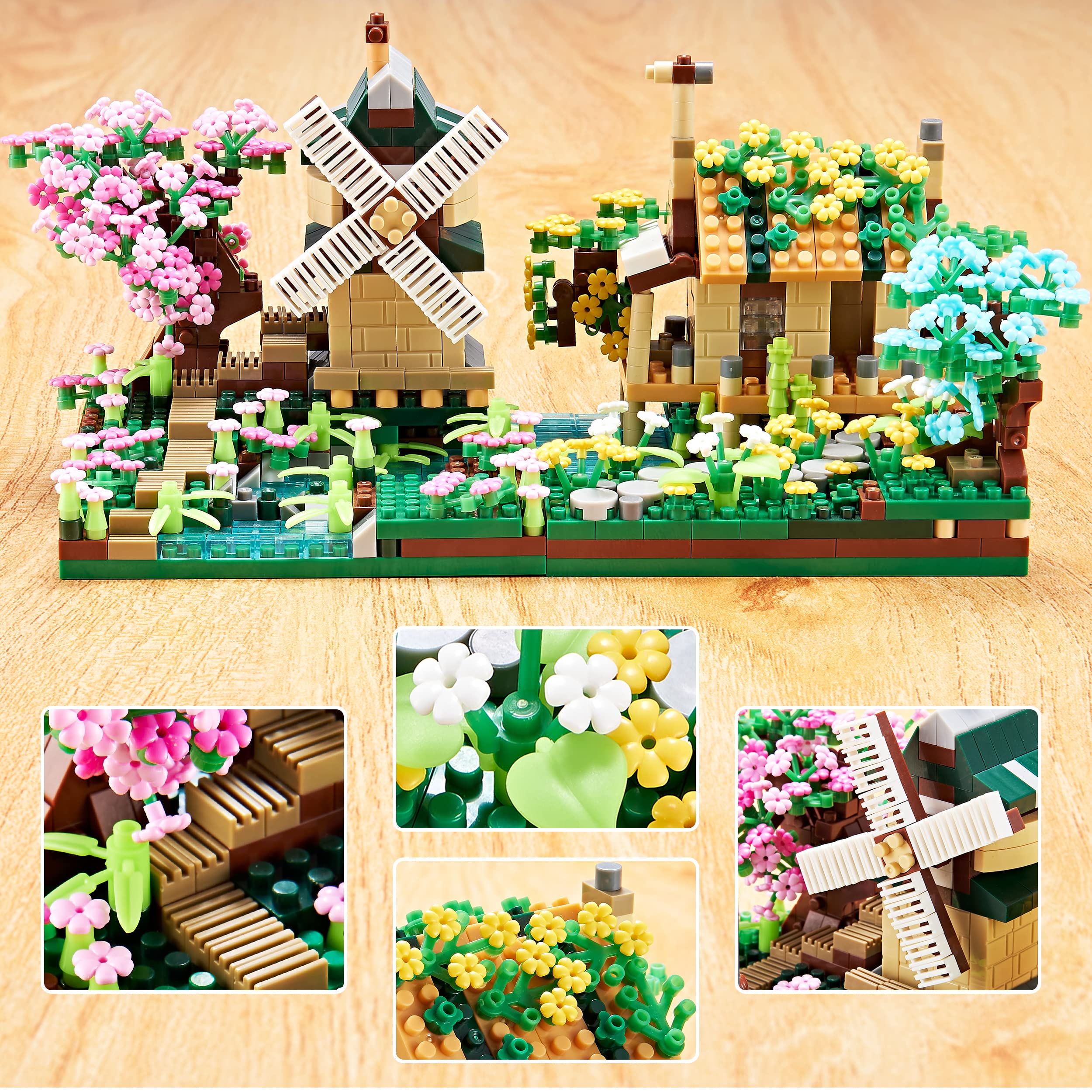 COZYMASS River Windmill blocks detailed windmill scene for hands-on building