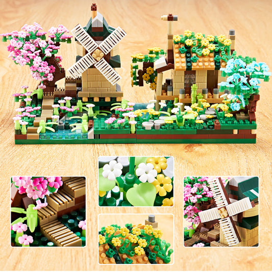 COZYMASS River Windmill blocks detailed windmill scene for hands-on building