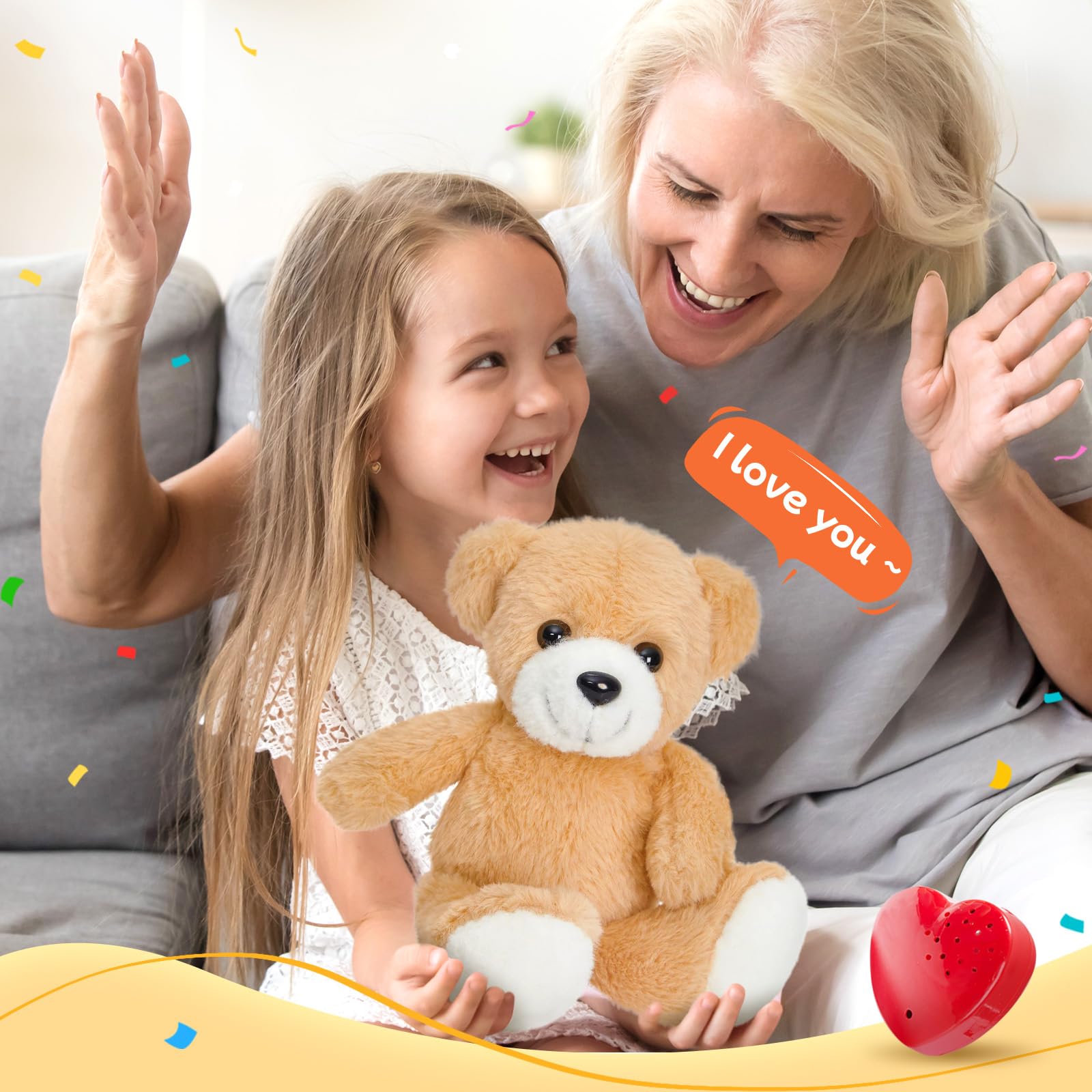 CozyWorld heartbeat bear side view as portable cuddle companion