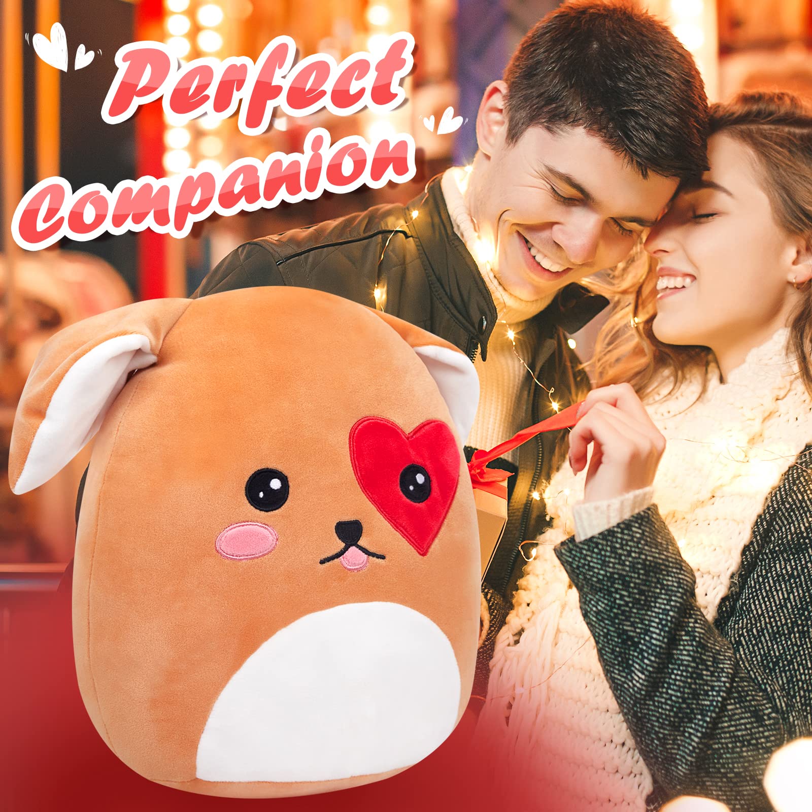 CozyWorld Valentines Puppy Plush face embroidery closeup highlighting cute features
