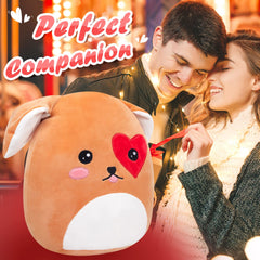 CozyWorld Valentines Puppy Plush face embroidery closeup highlighting cute features