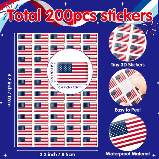 CPicdn American Flag Dome Sticker pack featuring 200 waterproof, fade-resistant decals