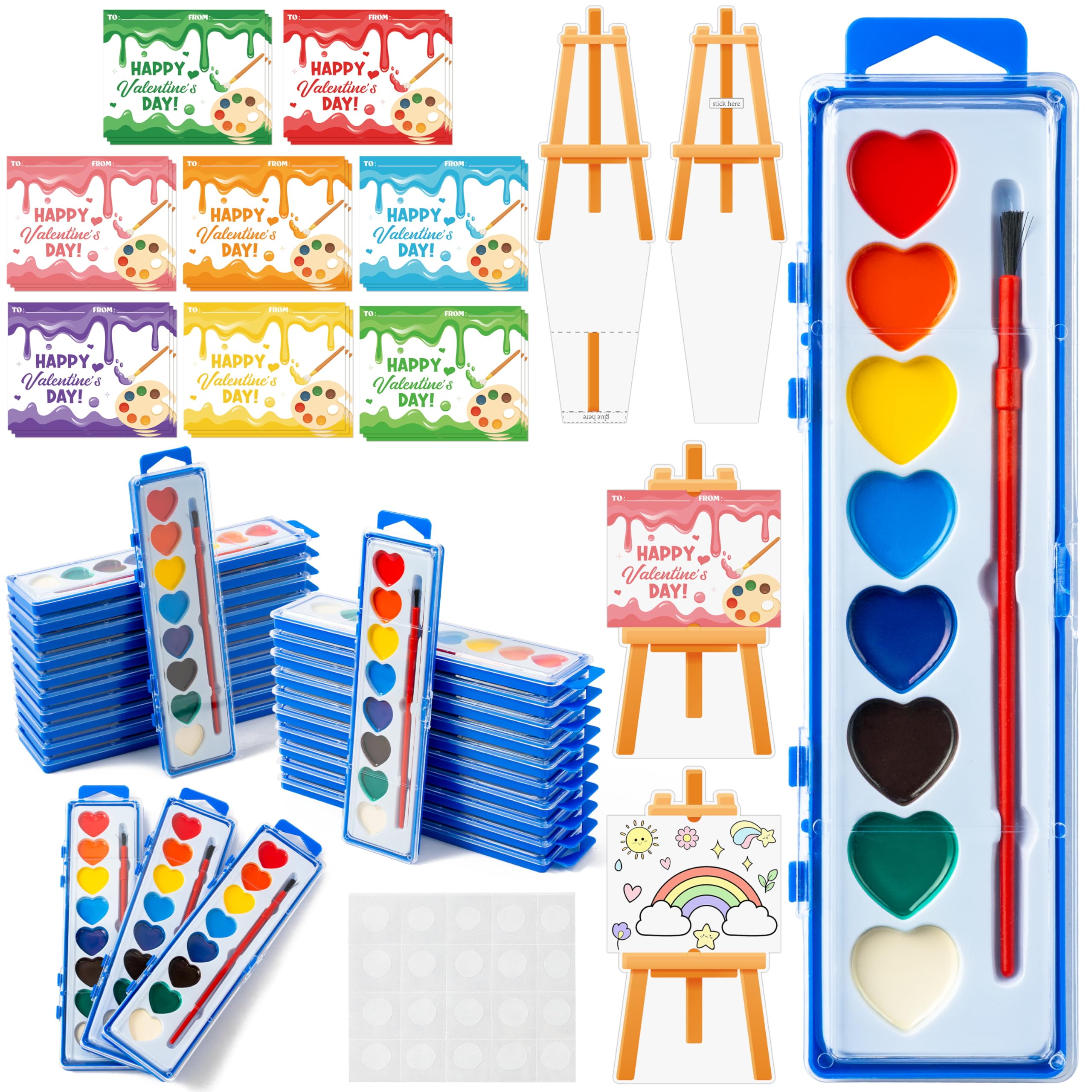 CPicdn 24-pack Valentine watercolor set packaging shown, ideal for classroom art projects and gifting