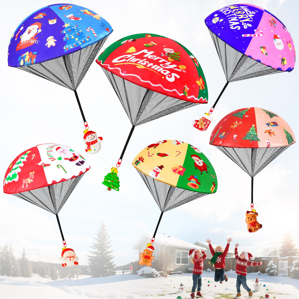 CPSYUB Christmas parachute toy six-pack for shared holiday play