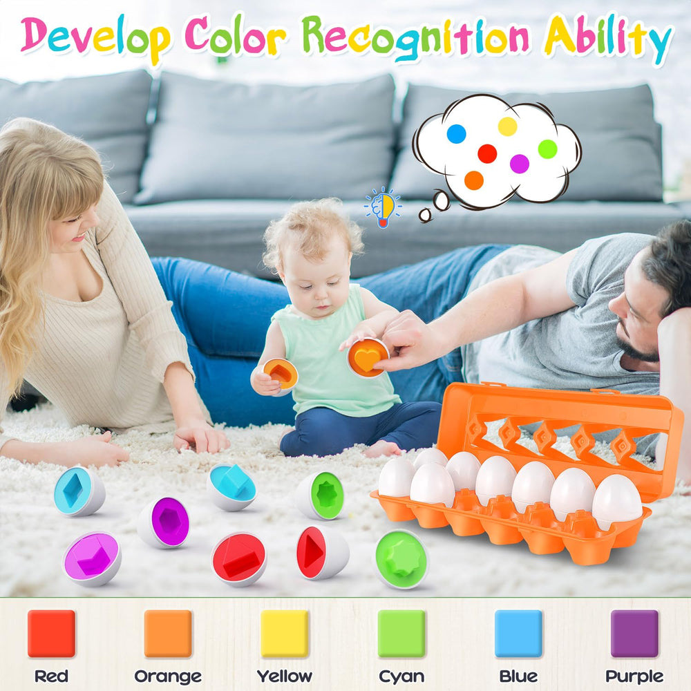 CPSYUB Colorful eggs help toddlers learn sorting and basic geometry concepts.