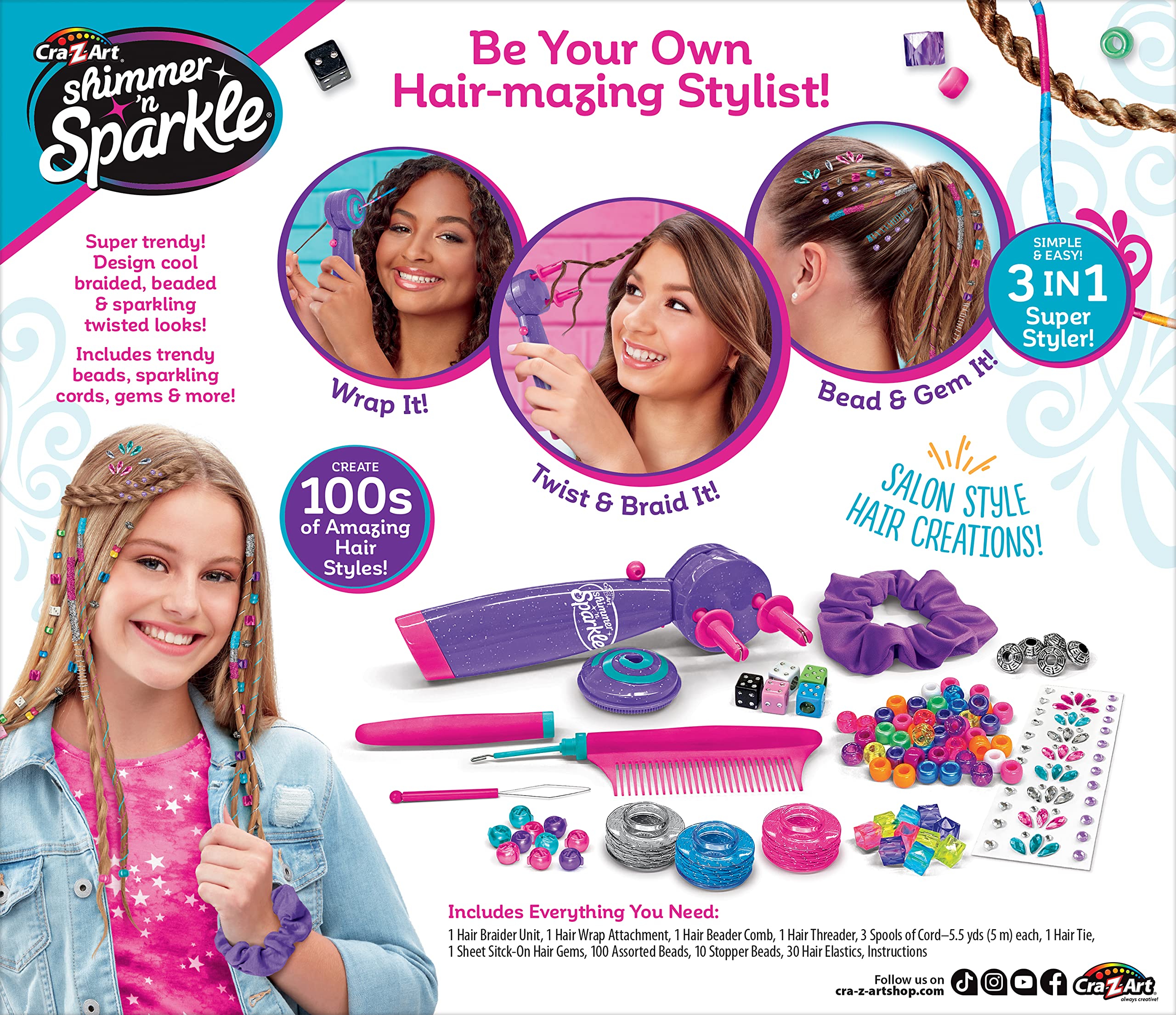 Cra-Z-Art sparkly cording adds colorful accents to every braid
