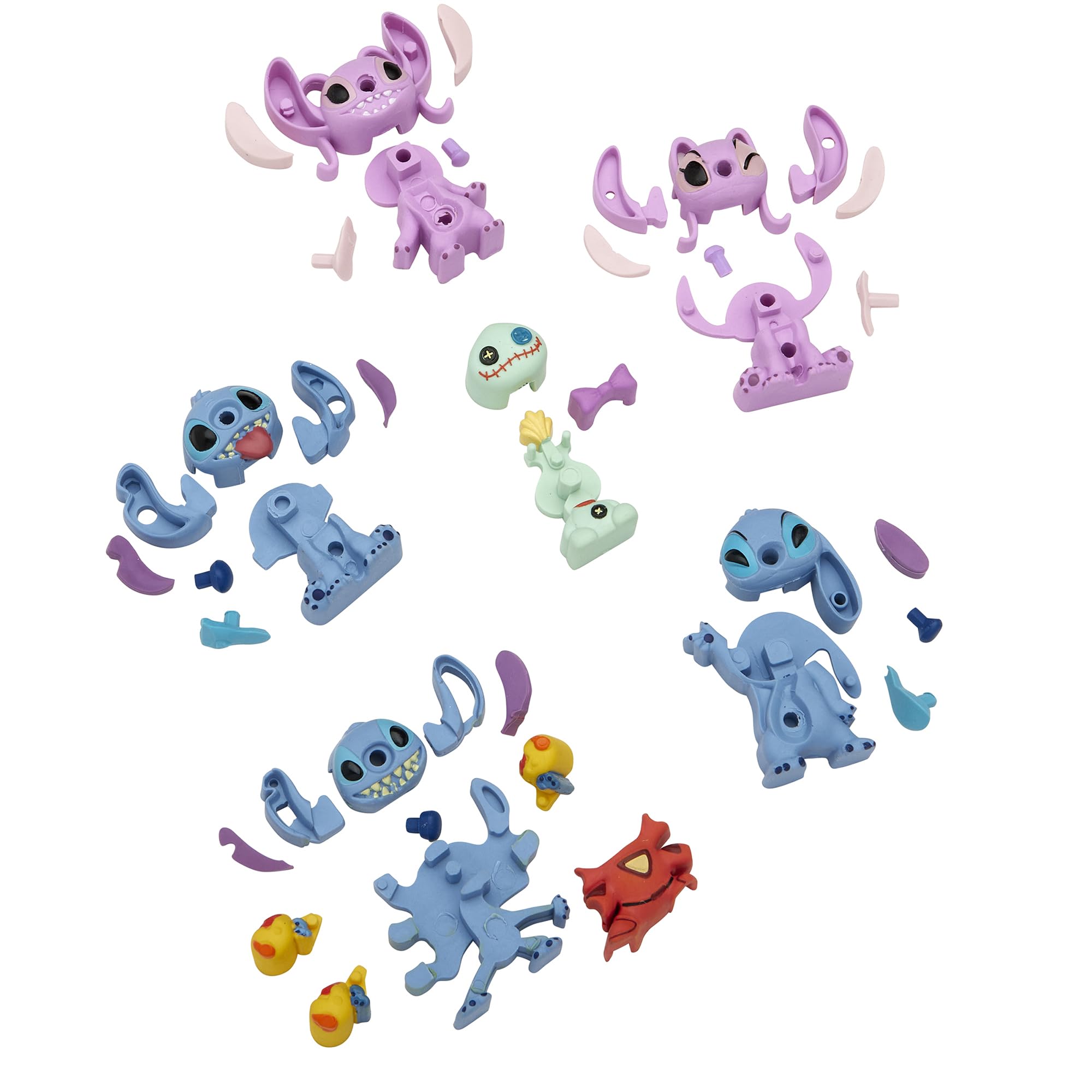 Cra-Z-Art Stitch Surprise 3 Pack erasers—closeup of detailed 3D faces.