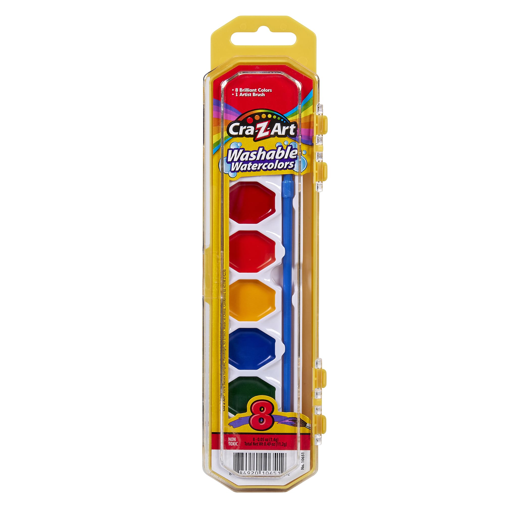 Cra-Z-Art washable watercolors with 8 colors in a tray for classroom and home art
