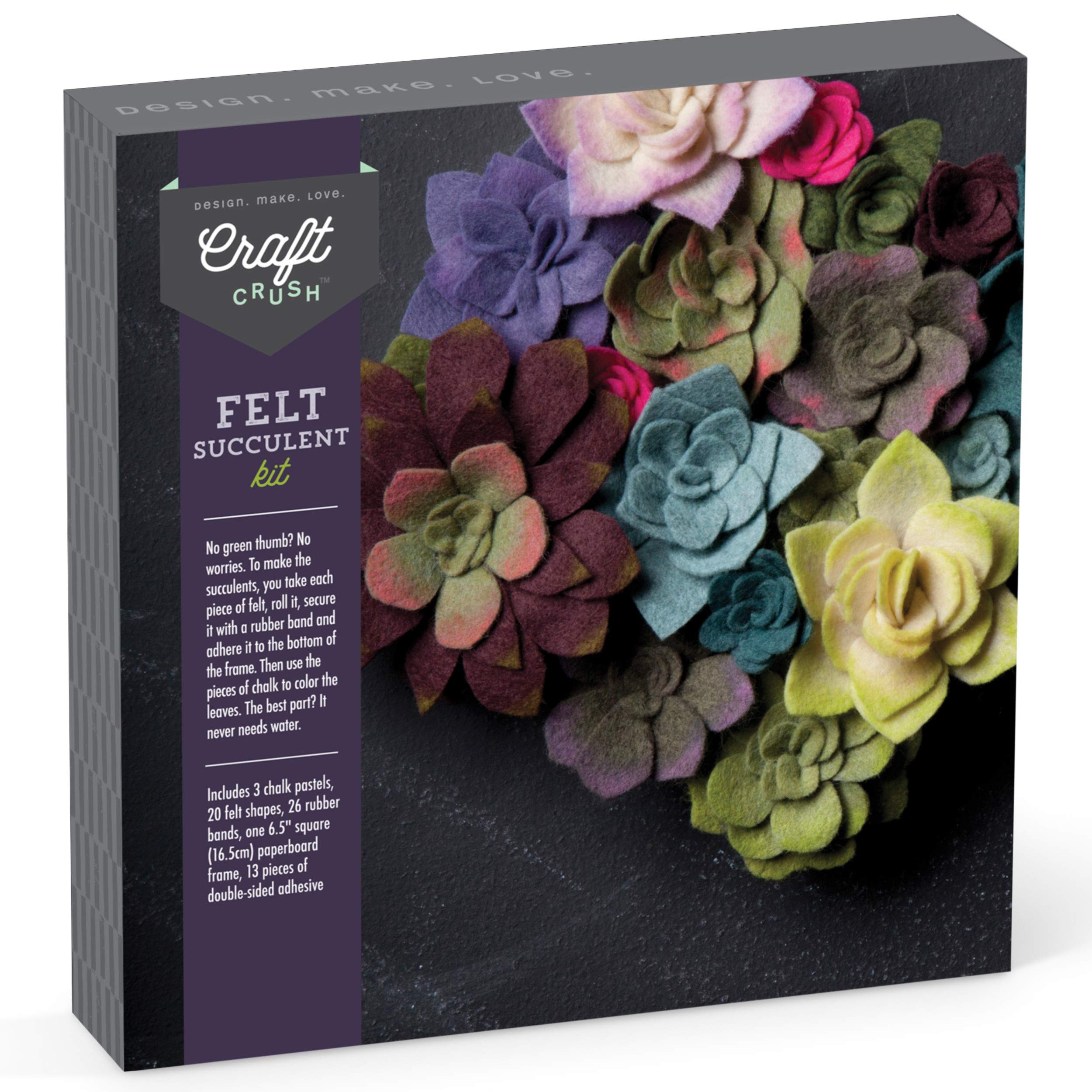 Craft Crush Felt Succulents display frame with 18 lifelike plants brightens any sunlit room.