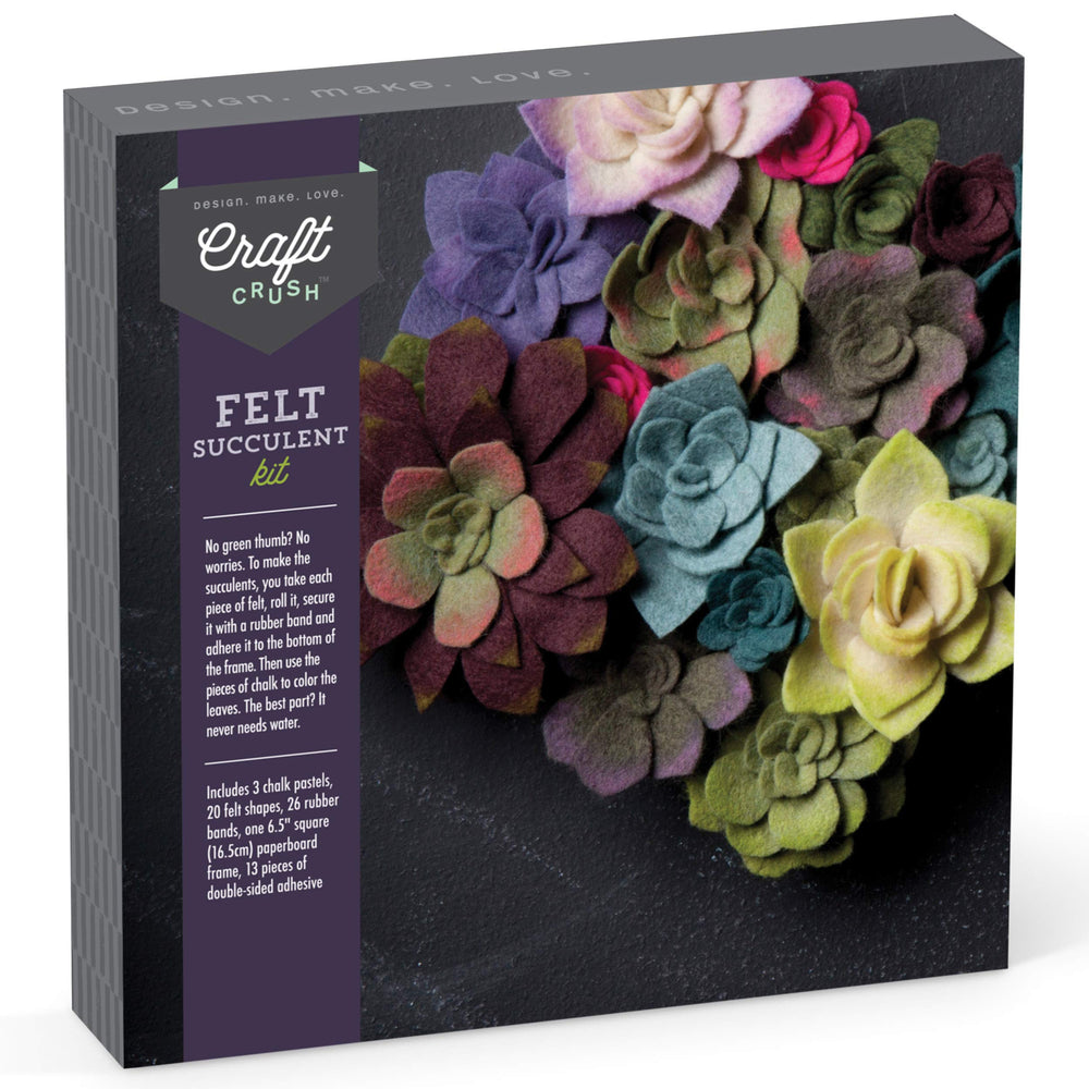 Craft Crush Felt Succulents display frame with 18 lifelike plants brightens any sunlit room.