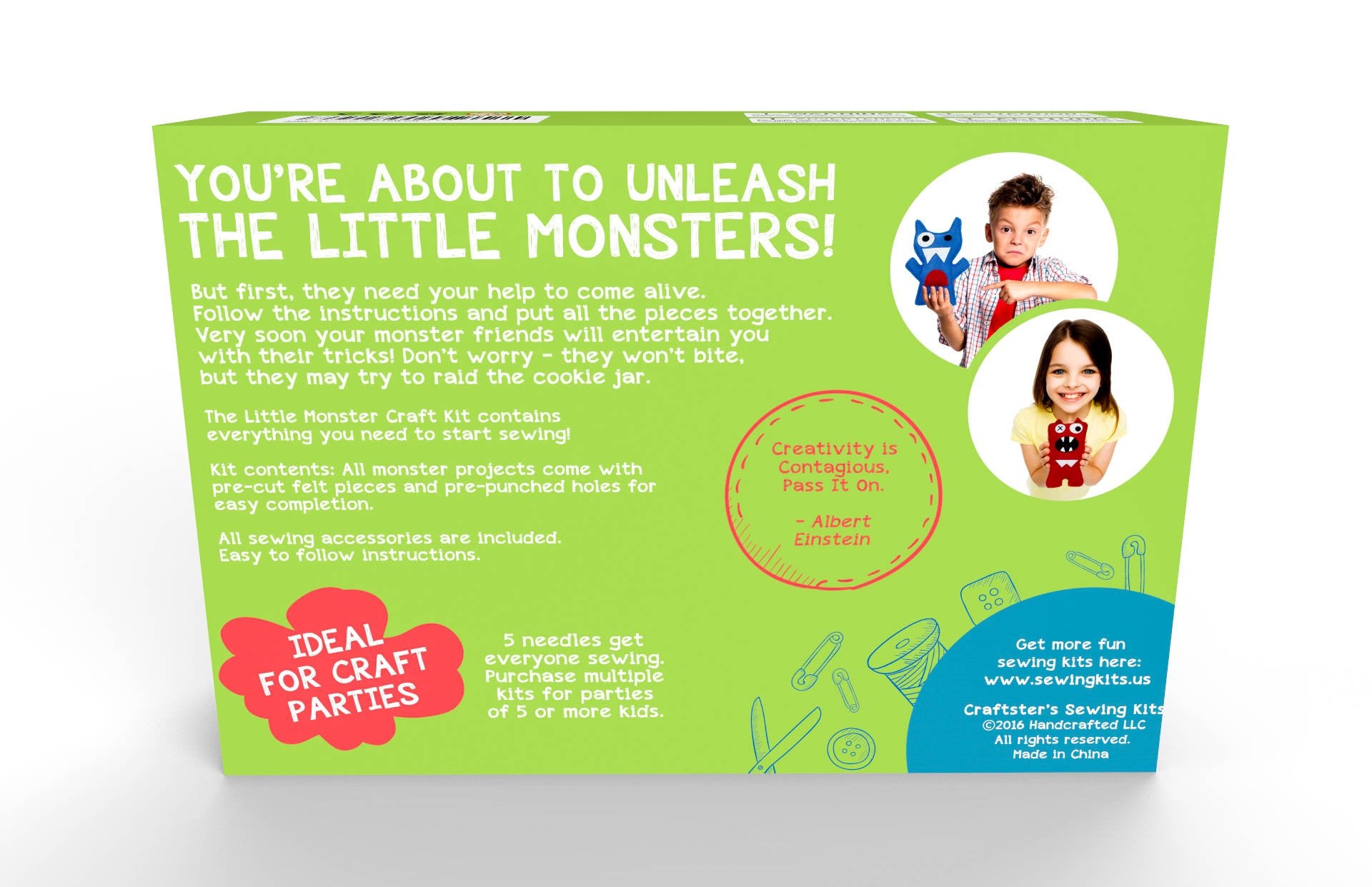 Little Monsters sewing kit perfect gift for kids parties and bonding