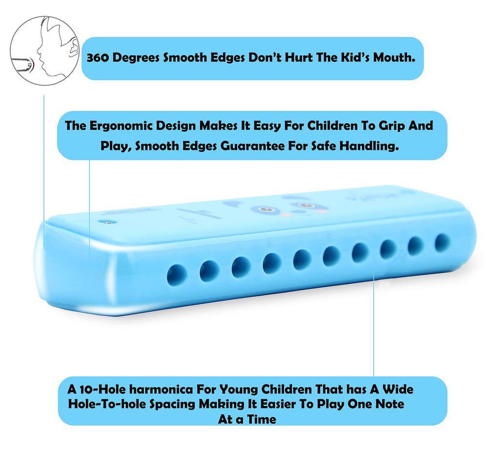 CRAFTEEM Color Blues Harmonica child playing to build rhythm and concentration.
