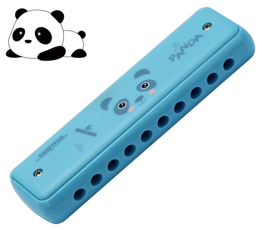 CRAFTEEM Color Blues Harmonica front view highlights kid-friendly design and bright tones.