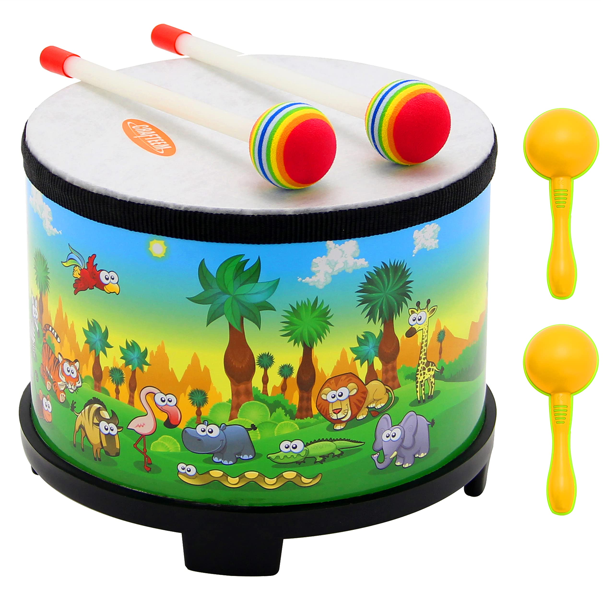 Crafteem 8-inch floor tom drum for kids, durable and beginner-friendly.
