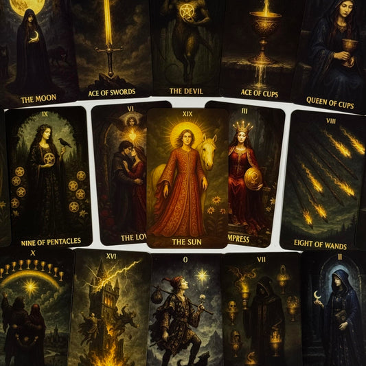 Crafterian Mist of Shadows card spread shows dramatic gothic imagery for introspection