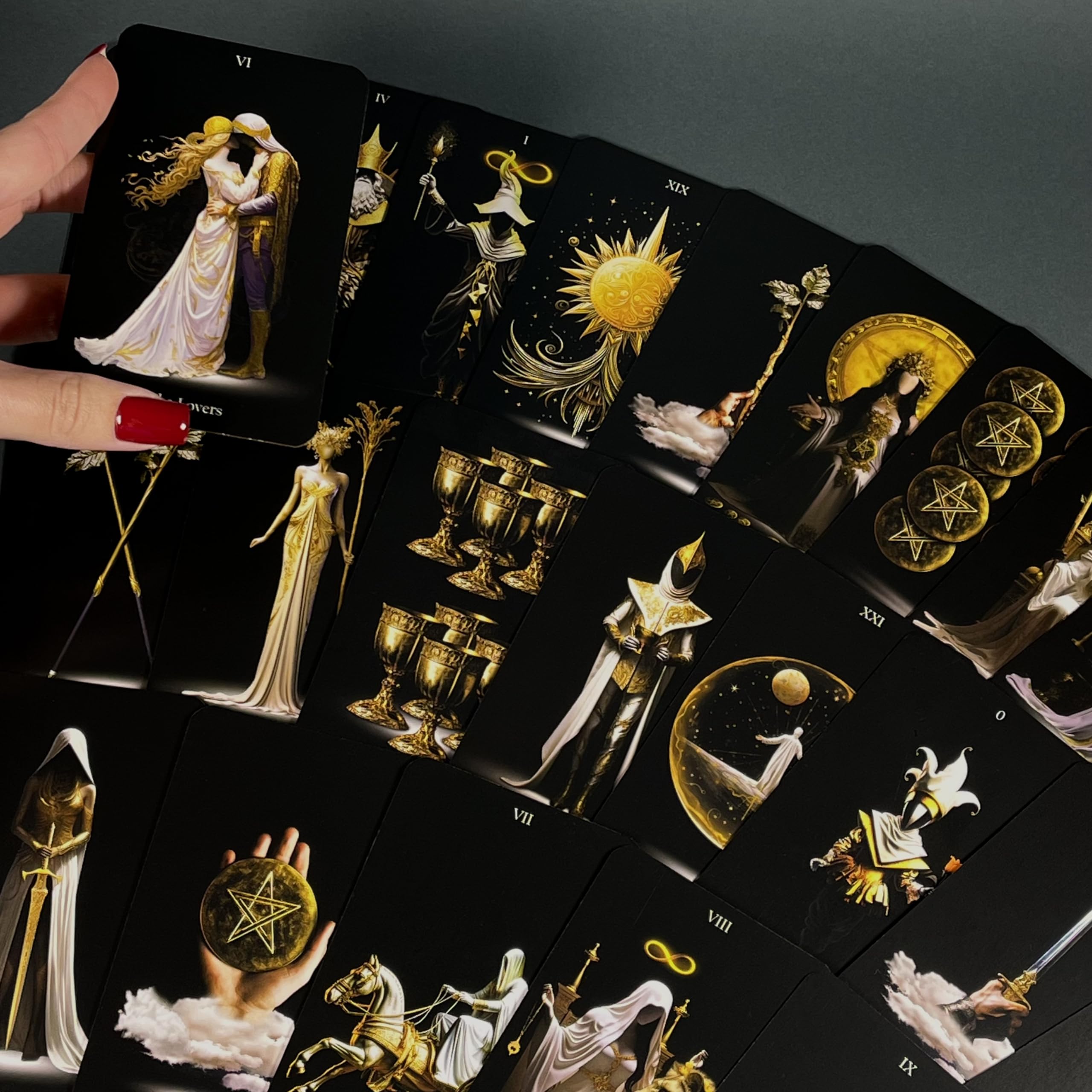 CRAFTERIAN tarot set with rainbow foil edges adding magical shimmer to readings.