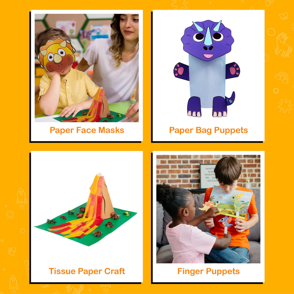 Craftikit dinosaur activity sample hints at diverse projects and ideas.