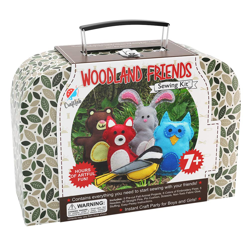 CraftLab Woodland Animals kit cover art with five beginner projects.