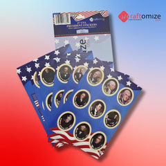 CraftomizeUSA US flag stickers for patriotic displays and classroom accents.