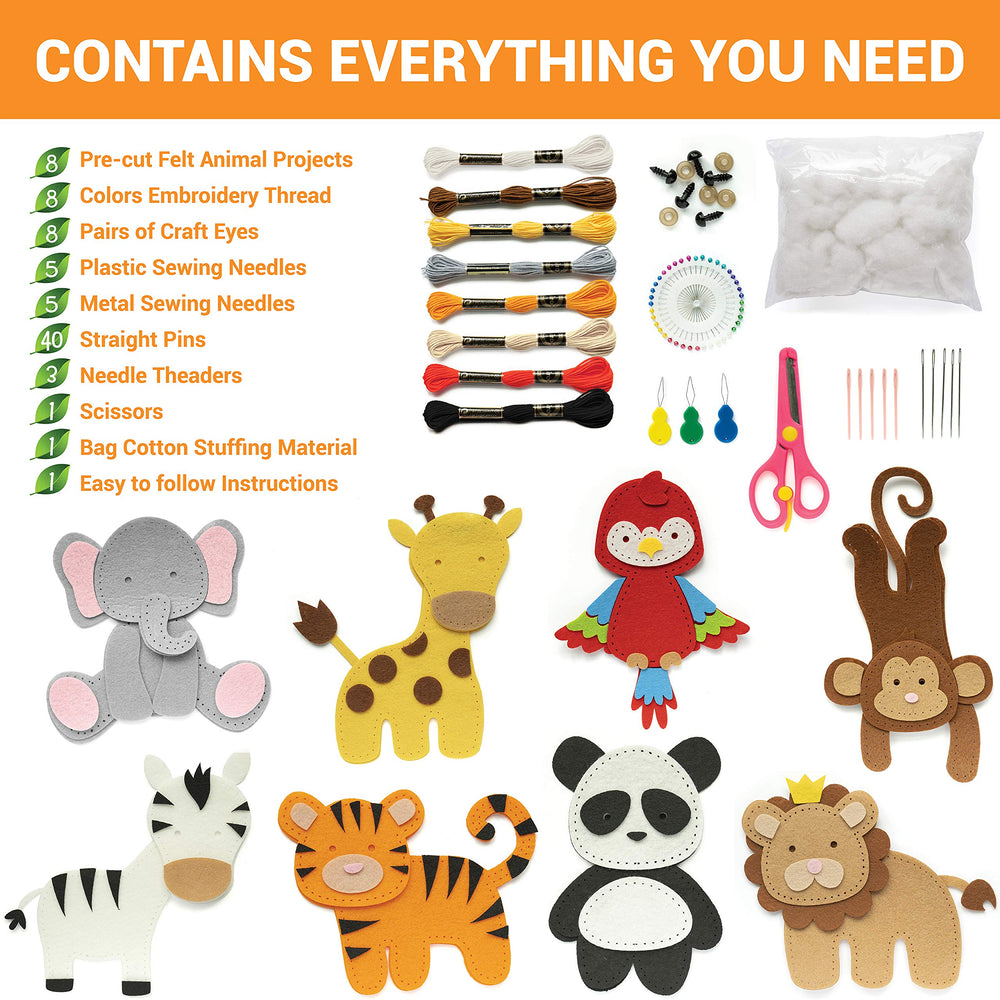 Craftorama Sewing Kit for Kids – pre-cut felt animals ready to assemble.