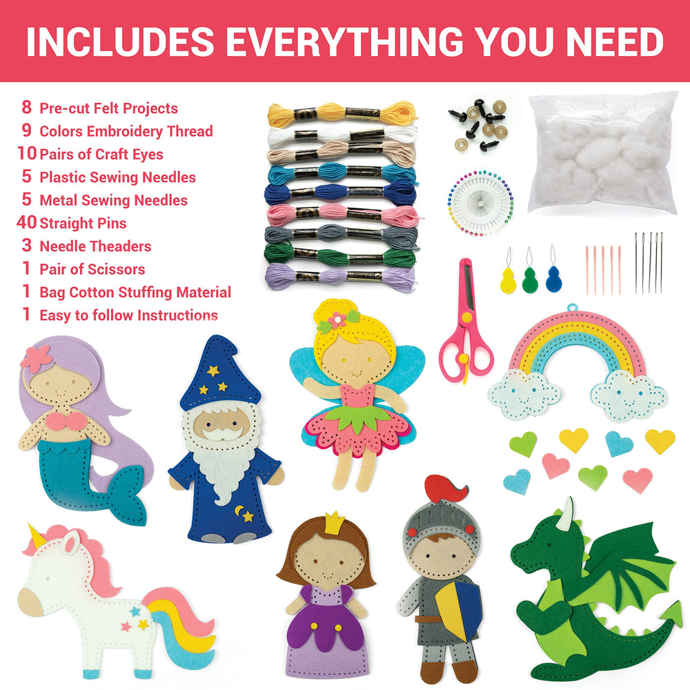 Craftorama Sewing Kit for Kids pre-cut felt projects enable neat stitching and mess-free crafting.
