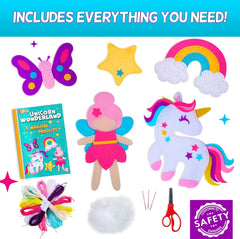 CraftsBee felt animals set including unicorn, fairy, rainbow, butterfly, star