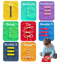 Craftstory Busy-Board Shoe-Tying practice to boost fine motor skills during play