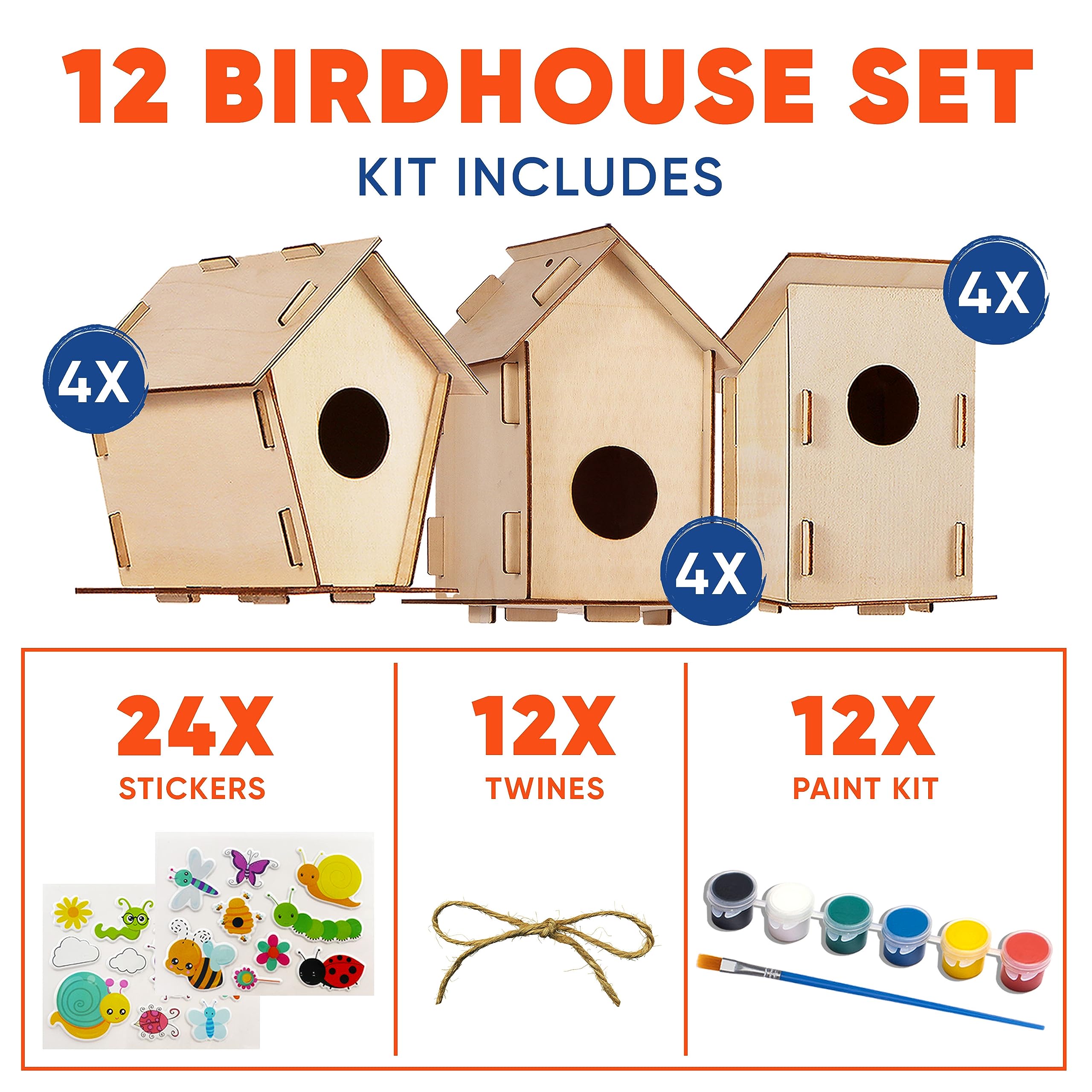 Crafty HappiToys kids painting a birdhouse in bright colors