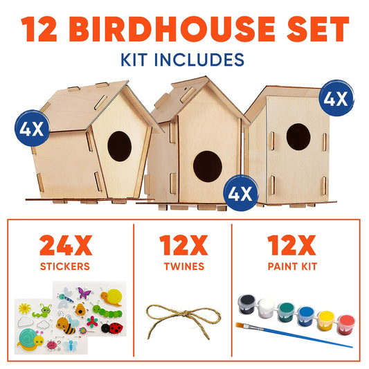 Crafty HappiToys kids painting a birdhouse in bright colors