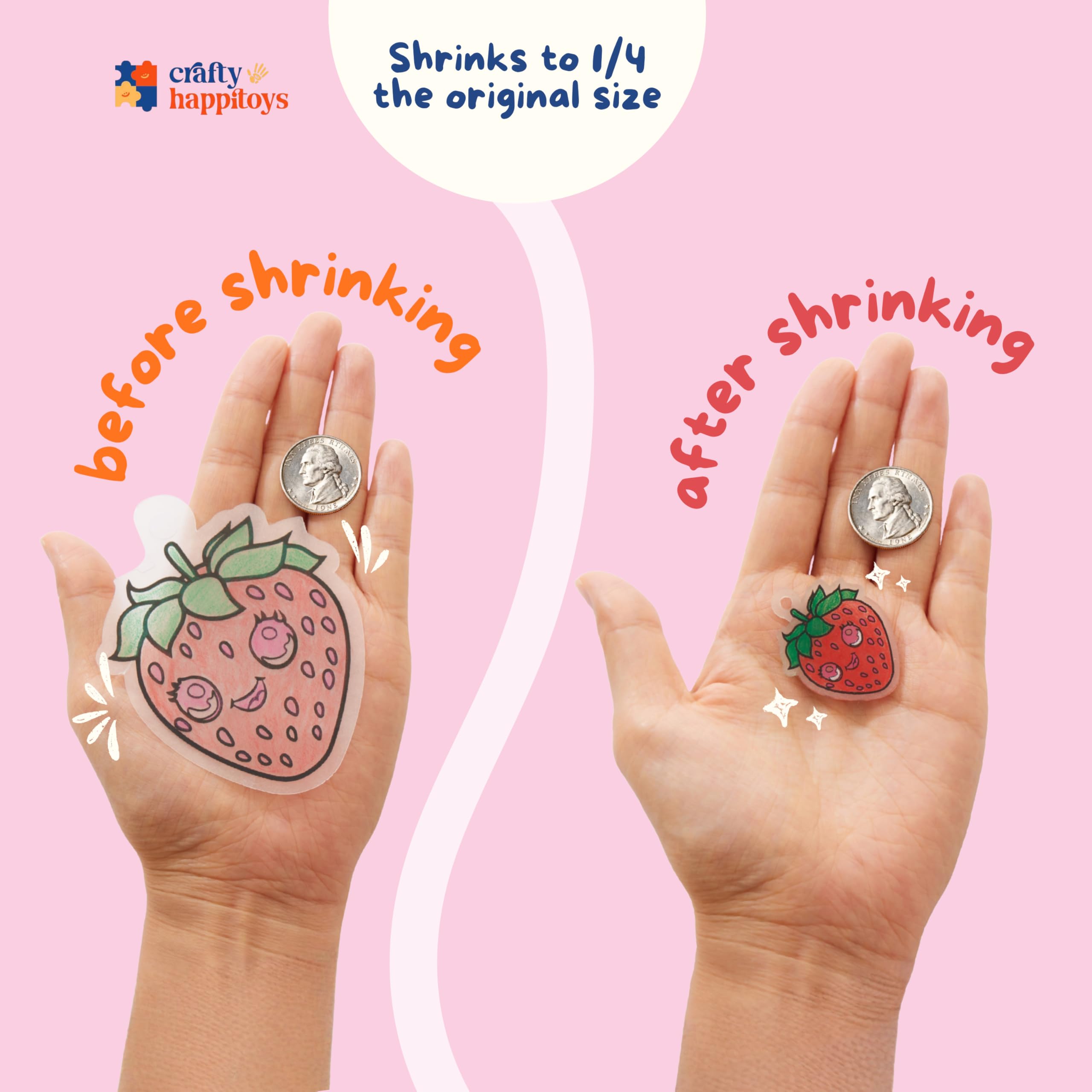 Crafty Happittoys shrinking art set pre-cut sheets stay neat and safe.
