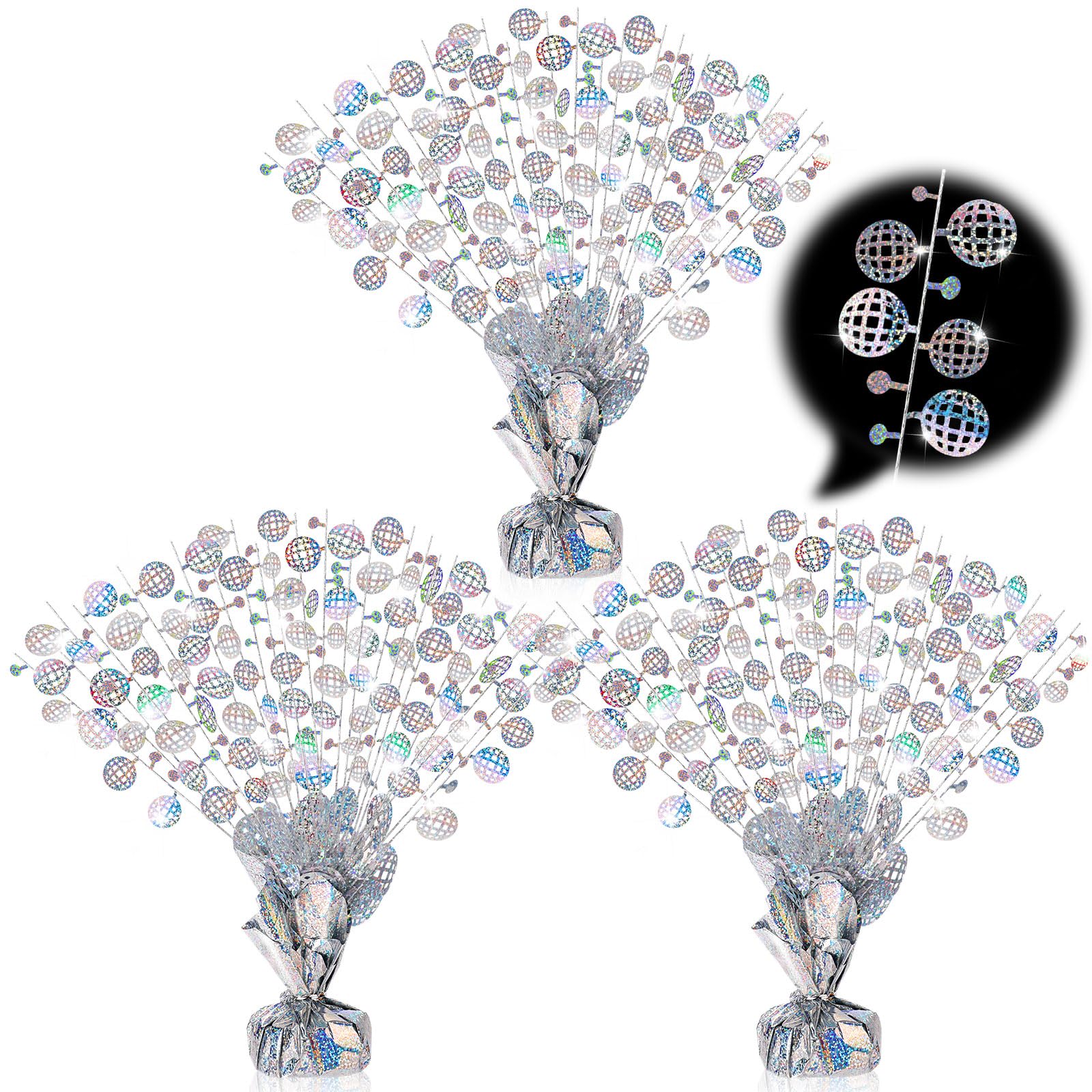 CraftyDream disco spray centerpiece with base adds festive table sparkle for parties.