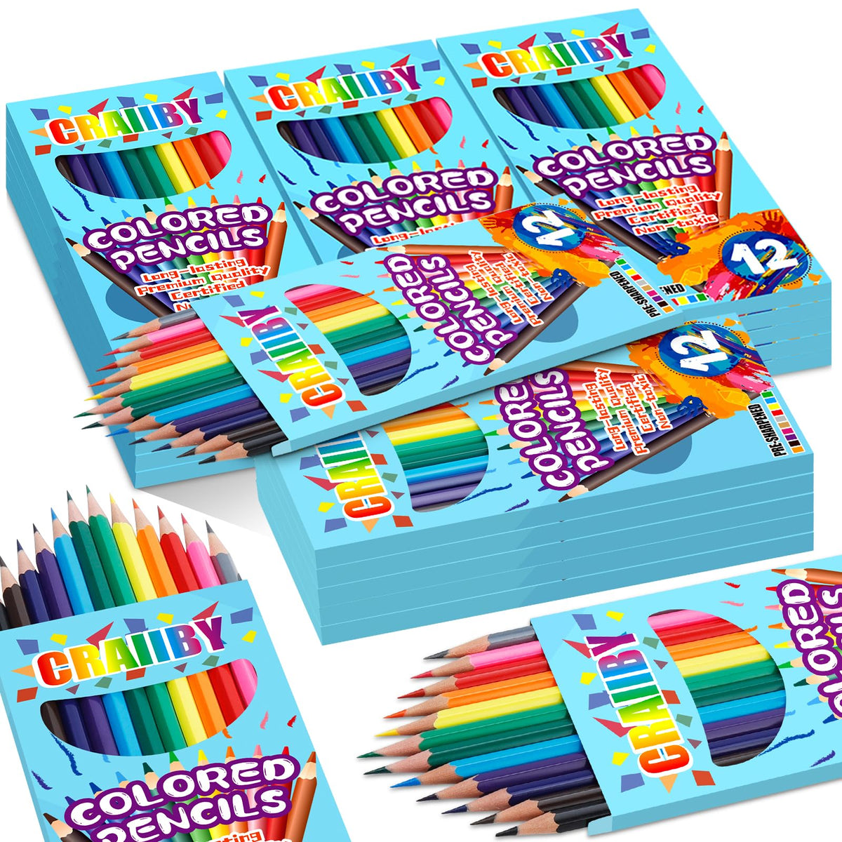 Craiiby premium colored pencils, 288-count bulk set ideal for classrooms and home projects