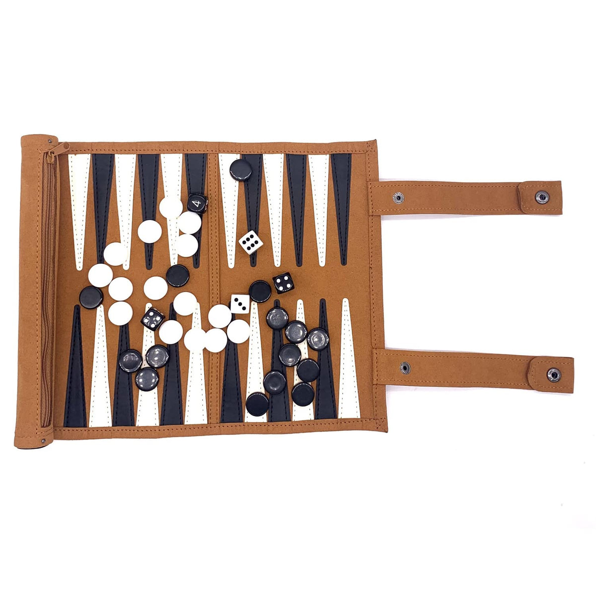 Crayfomo roll-up backgammon leatherette case for easy travel and compact storage