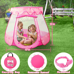 Crayline Pink Princess Tent durable fabrics and frame detail.
