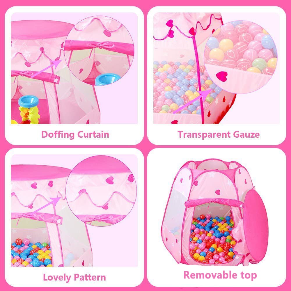 Crayline pink princess tent side view for cozy play