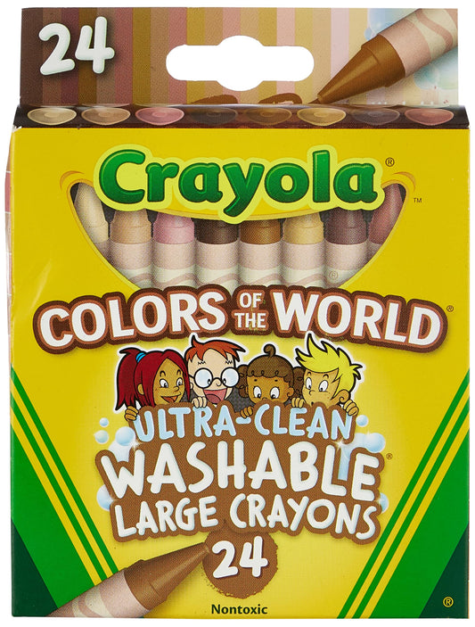 Crayola 24ct large ultra-clean crayons pack with easy grip for small hands.