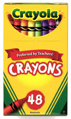 Crayola 48ct crayons pack 2, side view, easy grip and reliable color consistency.