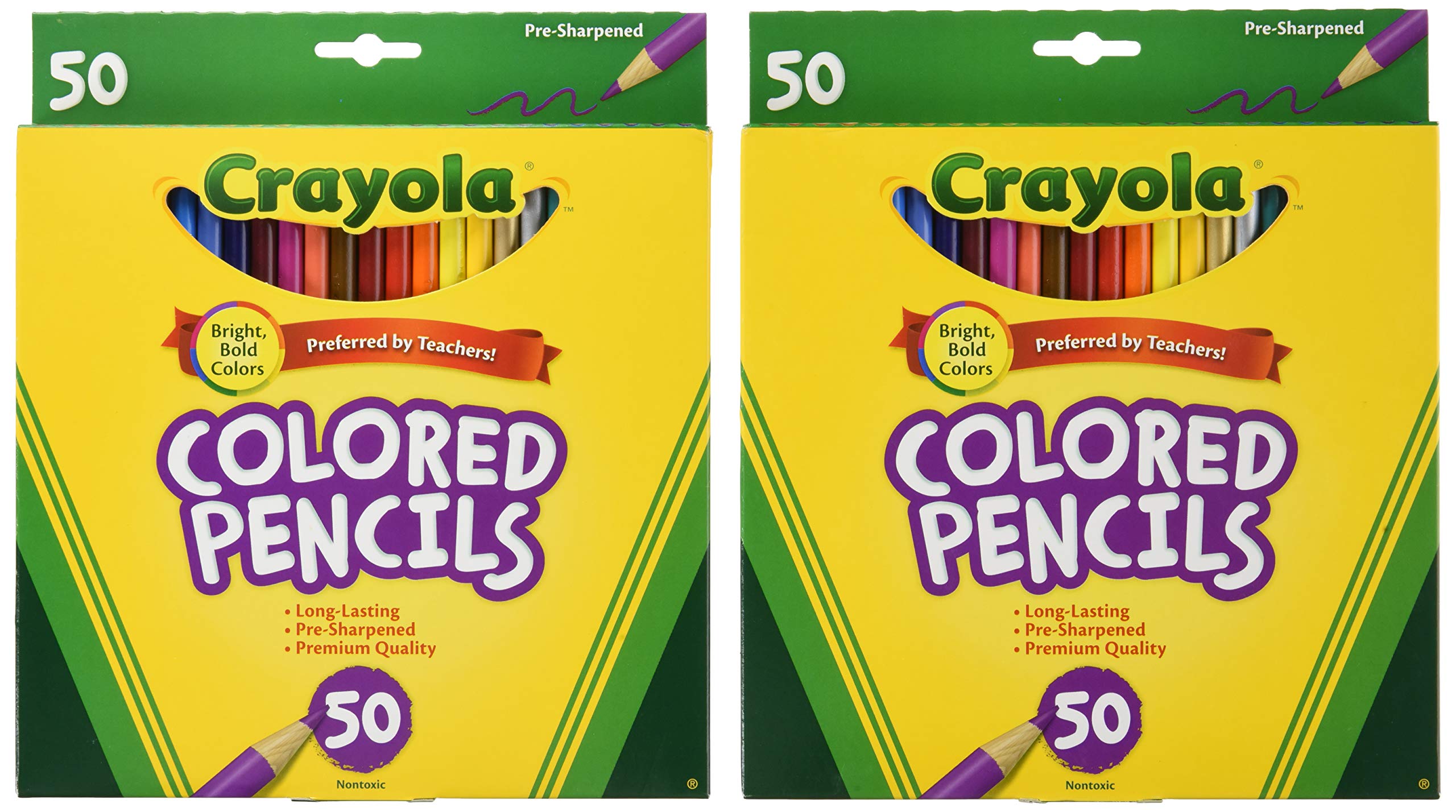 Crayola 50ct long colored pencils offer smooth color laydown for blending.