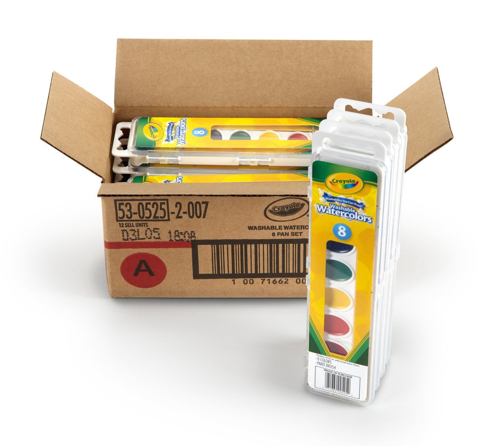 Crayola 8-pan washable watercolors set for at-home art projects.