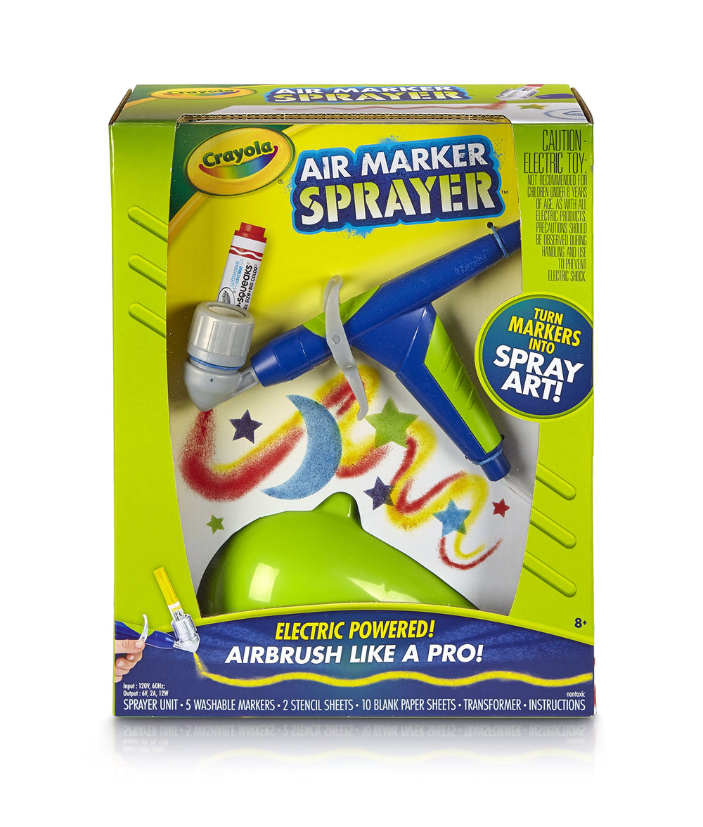 Crayola Air Marker Sprayer in action creating smooth airbrush art on paper