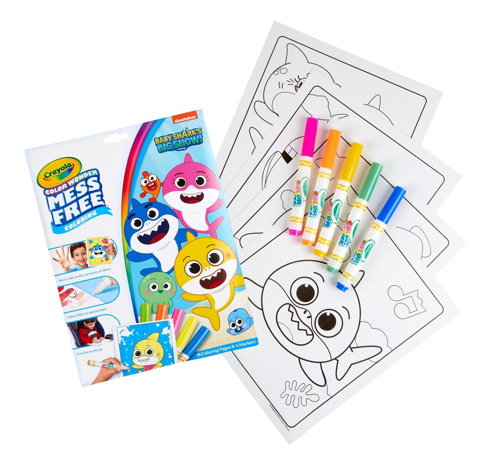 Crayola Baby Shark Color Wonder markers color only on Color Wonder paper to prevent mess
