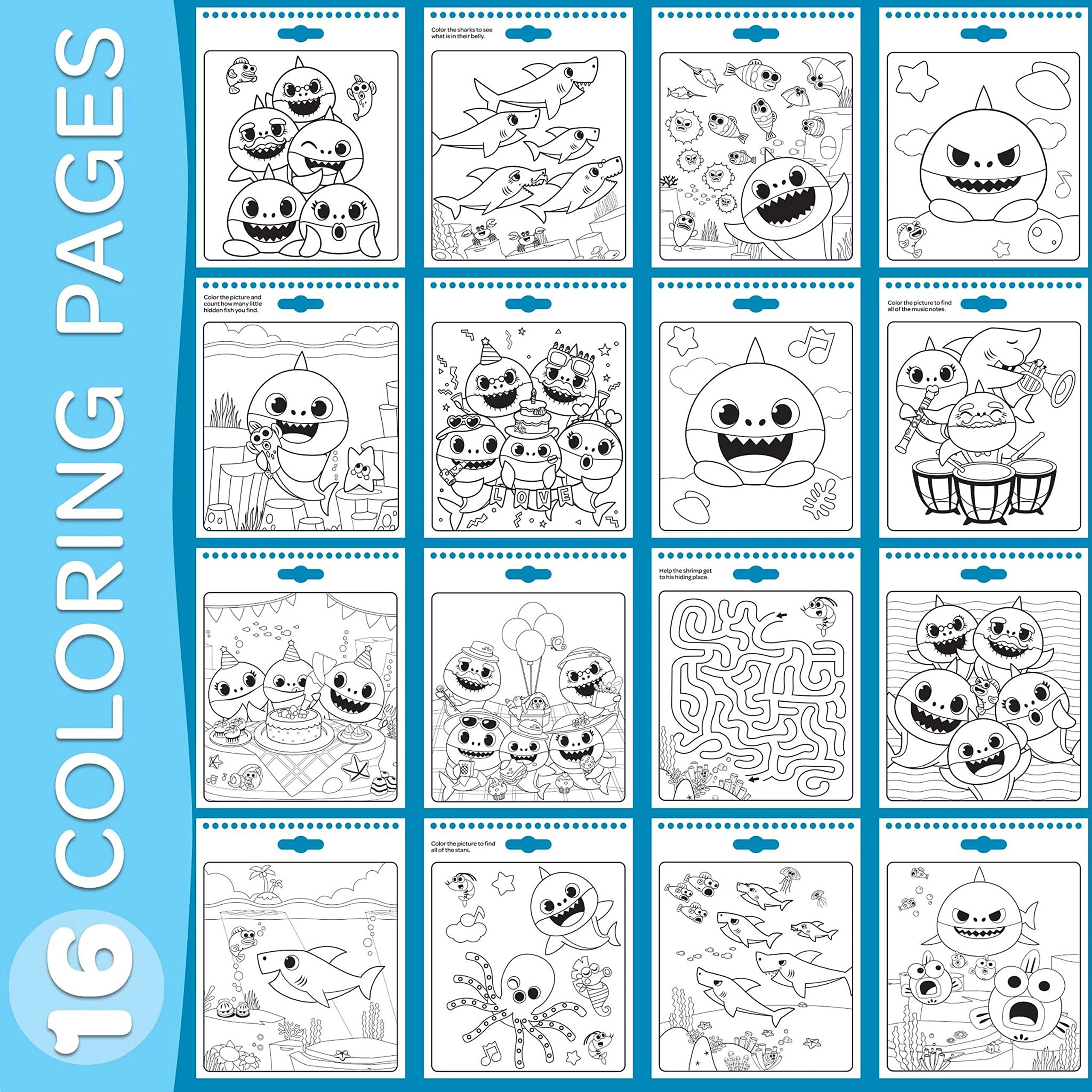 Crayola Baby Shark Color Wonder pages reveal vibrant colors on special paper.