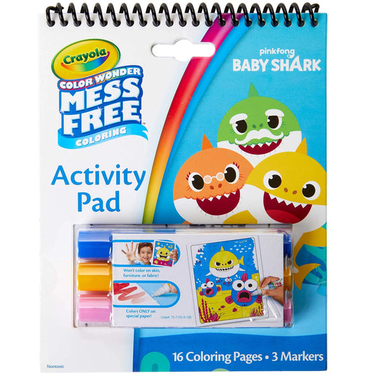Crayola Baby Shark Color Wonder travel pad offers mess-free on-the-go coloring.